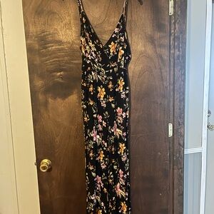 American Eagle Outfitters Pink and Yellow Spaghetti Strap Jumpsuit
